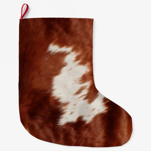Grande Chaussette De Noël Vache blanche Brown (Devant)