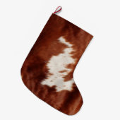 Grande Chaussette De Noël Vache blanche Brown (Devant (Accrochage))