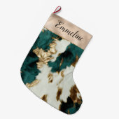 Grande Chaussette De Noël Vache blanche de l'Ouest Emerald Gold (Devant (Accrochage))