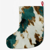 Grande Chaussette De Noël Vache blanche de l'Ouest Emerald Gold (Dos)