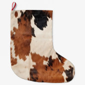 Grande Chaussette De Noël Vache blanche noire Brown occidentale (Devant)