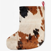 Grande Chaussette De Noël Vache blanche noire Brown occidentale (Dos)
