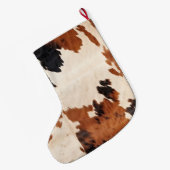 Grande Chaussette De Noël Vache blanche noire Brown occidentale (Dos (Accrochage))