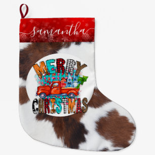 Grande Chaussette De Noël Vache cacher ferme Van Christmas Stocking