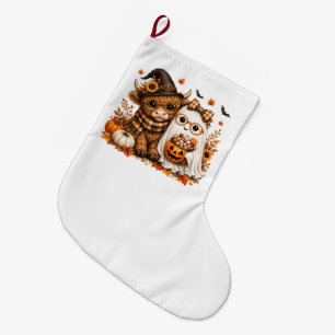 Grande Chaussette De Noël Vache des Highlands d'automne mignonne Fantôme eff