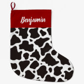 Grande Chaussette De Noël Vache Motif Noël Stocker (Devant)