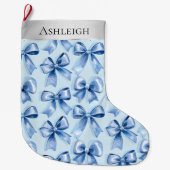 Grande Chaussette De Noël Vaches bleues de Noël argenté (Devant)