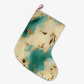 Grande Chaussette De Noël Vachure d'or blanc turquoise (Devant (Accrochage))