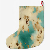 Grande Chaussette De Noël Vachure d'or blanc turquoise (Dos)