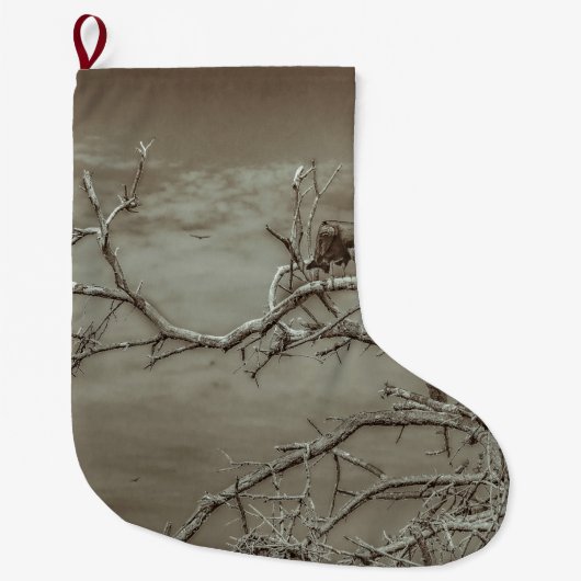 Grande Chaussette De Noël Vautours au sommet d'arbre de Leaveless (Devant)