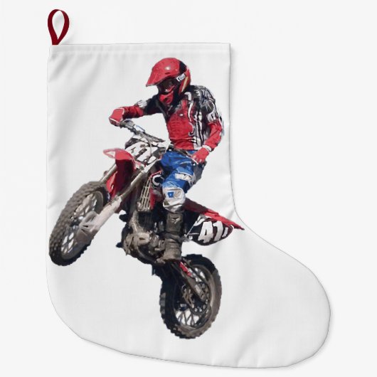 Grande Chaussette De Noël Vélo rouge de saleté (Devant)