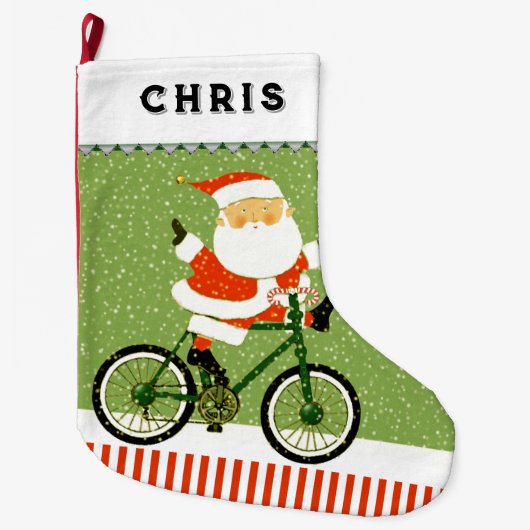 Grande Chaussette De Noël Vélo Vacances cadeau (Devant)