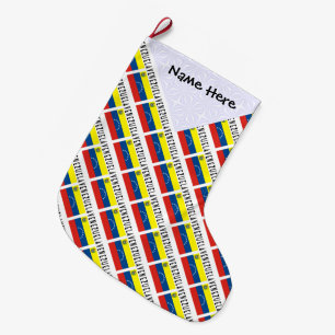 Grande Chaussette De Noël Venezuela Drapeau Vénézuélien Carrelé Nom Personna