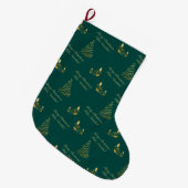 Grande Chaussette De Noël Vert et arbre d'or bilingues (Devant (Accrochage))