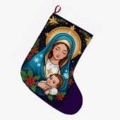 Grande Chaussette De Noël Vierge catholique chrétienne Marie Noël (Devant (Accrochage))