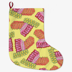 Grande Chaussette De Noël Vieux Noël Ruban Candy Sweet Holiday