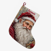 Grande Chaussette De Noël Vieux Père Noël (Devant (Accrochage))