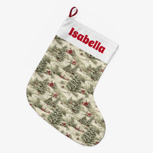 Grande Chaussette De Noël Village d'hiver personnalisé