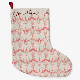 Grande Chaussette De Noël Vintage Français Toile Inspiré Woodland personnali