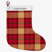 Grande Chaussette De Noël Vintage Red Plaid Personalized  (Devant)