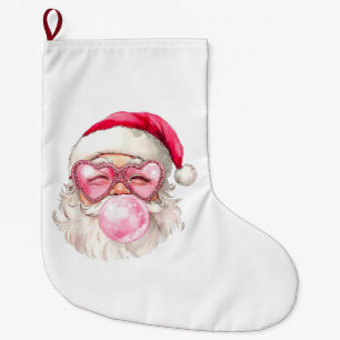Grande Chaussette De Noël Vintage Retro Santa Noël Bubble Gum Lunettes de so