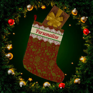 Grande Chaussette De Noël Vintage William Morris Noël personnalisé