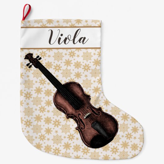 Grande Chaussette De Noël Violon et flocons de neige (Devant)