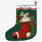 Grande Chaussette De Noël Visite de la souris gris mignonne (Dos)
