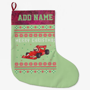 Grande Chaussette De Noël Voiture de course Vilain Sweat de Noël