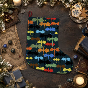 Grande Chaussette De Noël Vol Fantastique Aile de Dragon Bleu