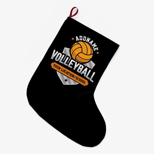 Grande Chaussette De Noël Volleyball AJOUTER TEXTE École Varsity Team Joueur (Devant (Accrochage))