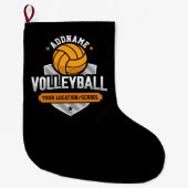 Grande Chaussette De Noël Volleyball AJOUTER TEXTE École Varsity Team Joueur (Devant)