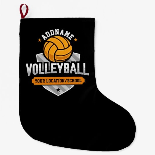 Grande Chaussette De Noël Volleyball AJOUTER TEXTE École Varsity Team Joueur (Devant)
