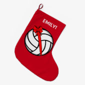 Grande Chaussette De Noël Volleyball avec le nom d'arc personnalisable (Devant (Accrochage))