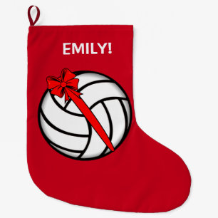 Grande Chaussette De Noël Volleyball avec le nom d'arc personnalisable