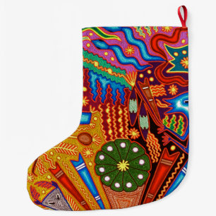 Grande Chaussette De Noël Voyage tribal maya mexicain de Boho d'art d'Oaxaca
