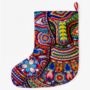 Grande Chaussette De Noël Voyage tribal maya mexicain de Boho d'art d'Oaxaca