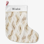 Grande Chaussette De Noël Warm Cream Gold Abstract Streaks (Devant)