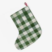 Grande Chaussette De Noël Warm Cream Green Plaid Stripes Christmas (Dos (Accrochage))