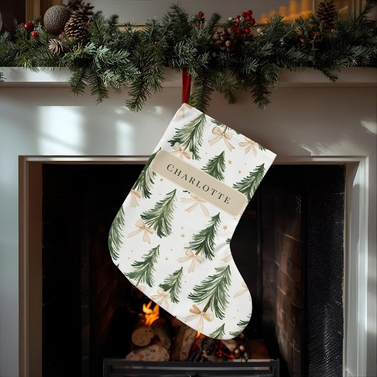 Grande Chaussette De Noël Watercolor Christmas Tree Wrapping Paper