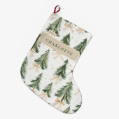 Grande Chaussette De Noël Watercolor Christmas Tree Wrapping Paper (Devant (Accrochage))