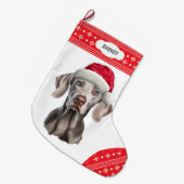 Grande Chaussette De Noël Weimaraner Santa Hat Snowflake frontière (Devant (Accrochage))
