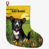 Grande Chaussette De Noël Welsh Corgi (Devant)