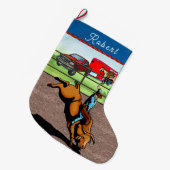 Grande Chaussette De Noël Western Rodeo Cowboy Bull Riding (Devant (Accrochage))