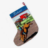 Grande Chaussette De Noël Western Rodeo Cowboy Bull Riding (Dos (Accrochage))
