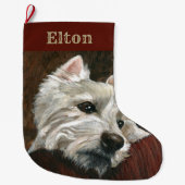 Grande Chaussette De Noël Westie sur canapé (Devant)