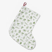Grande Chaussette De Noël Whimsical Hand Drawn Doodle Green (Devant (Accrochage))