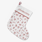 Grande Chaussette De Noël Whimsical Hand Drawn Doodle Red (Devant (Accrochage))