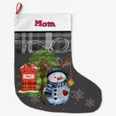 Grande Chaussette De Noël Whimsical Snowman Mailbox Christmas Stocking I Mom (Devant)