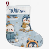 Grande Chaussette De Noël Whimsical Snowy Pattern | Christmas Stocking (Devant)